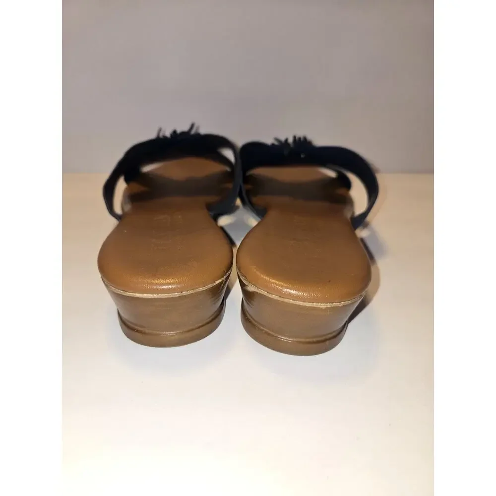 Italian Shoemakers US Womens Size 10 Navy Crossband Slide Sandals Floral Jewel